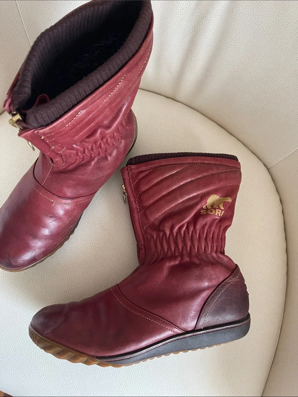 vintage Sorel Firenzy Breve red leather winter boots
